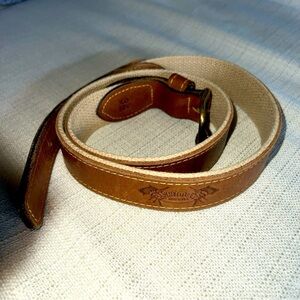 Custome “”White’s tackle” Leather And Canvas Belt (Brass Buckle). 34”